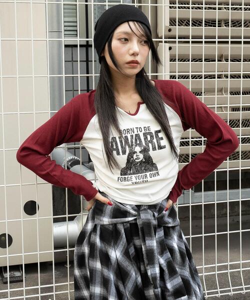 WEGO(ウィゴー)の「WEGO/キーネックサイドドロストラグランロンT(Tシャツ/カットソー・レディース・ブラウン/その他1/ブラック/レッド・FREE)」の16枚目の写真