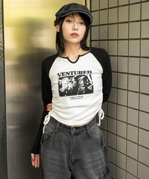 WEGO(ウィゴー)の「WEGO/キーネックサイドドロストラグランロンT(Tシャツ/カットソー・レディース・ブラウン/その他1/ブラック/レッド・FREE)」の20枚目の写真