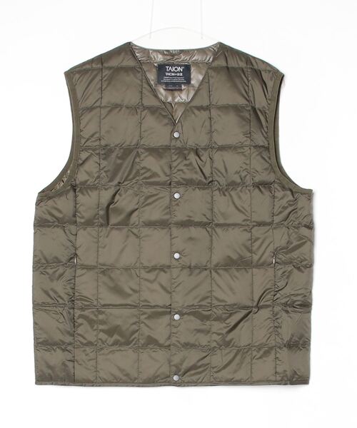 TAION（タイオン）の「【TAION】V NECK BUTTON DOWN VEST（ダウンベスト・メンズ・オリーブ/ブラック/タイガーカモ・MEDIUM/LARGE/X-LARGE）」の12枚目の写真