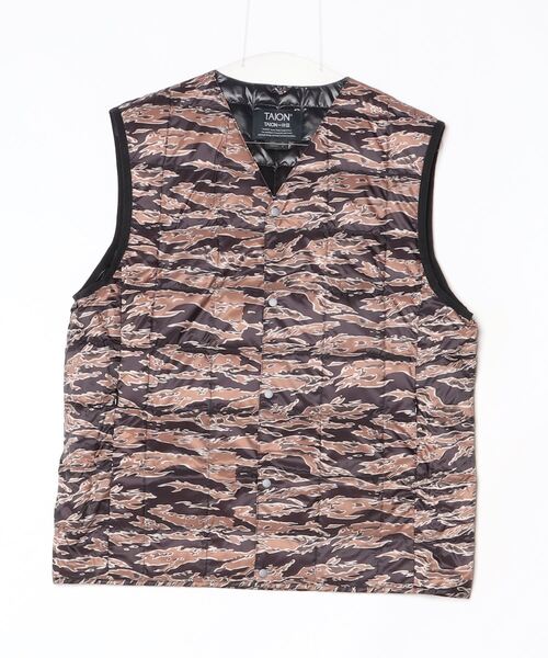 TAION（タイオン）の「【TAION】V NECK BUTTON DOWN VEST（ダウンベスト・メンズ・オリーブ/ブラック/タイガーカモ・MEDIUM/LARGE/X-LARGE）」の14枚目の写真