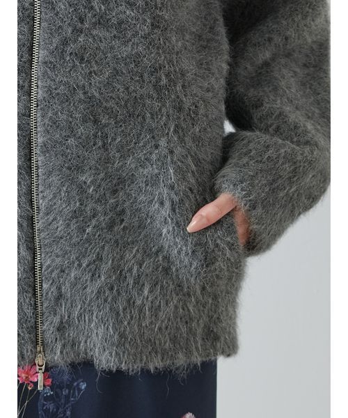 SNIDEL（スナイデル）の「アルパカシャギージップコート（ブルゾン・レディース・アイボリー/ダークグレー/ミント/ピンクベージュ・F）」の9枚目の写真