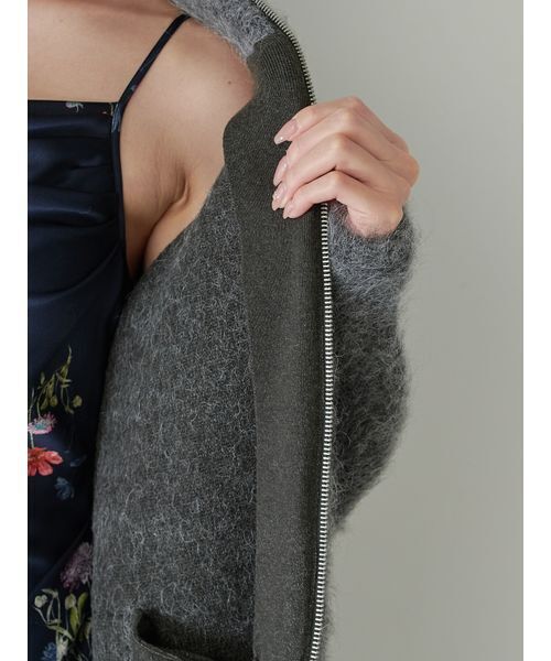 SNIDEL（スナイデル）の「アルパカシャギージップコート（ブルゾン・レディース・アイボリー/ダークグレー/ミント/ピンクベージュ・F）」の10枚目の写真