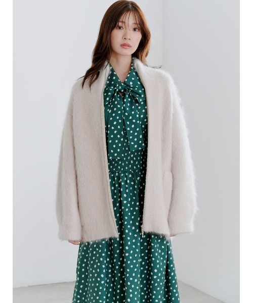 SNIDEL（スナイデル）の「アルパカシャギージップコート（ブルゾン・レディース・アイボリー/ダークグレー/ミント/ピンクベージュ・F）」の14枚目の写真