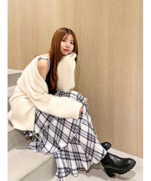 SNIDEL（スナイデル）の「アルパカシャギージップコート（ブルゾン・レディース・アイボリー/ダークグレー/ミント/ピンクベージュ・F）」の13枚目の写真