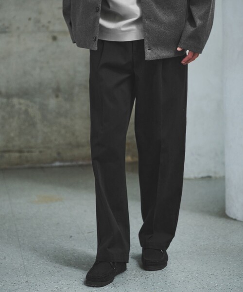 セール】コットン チノ 1プリーツ W4 ワイドパンツ（チノパンツ