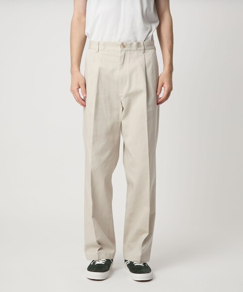 コットン チノ 1プリーツ W4 ワイドパンツ（チノパンツ）｜green label