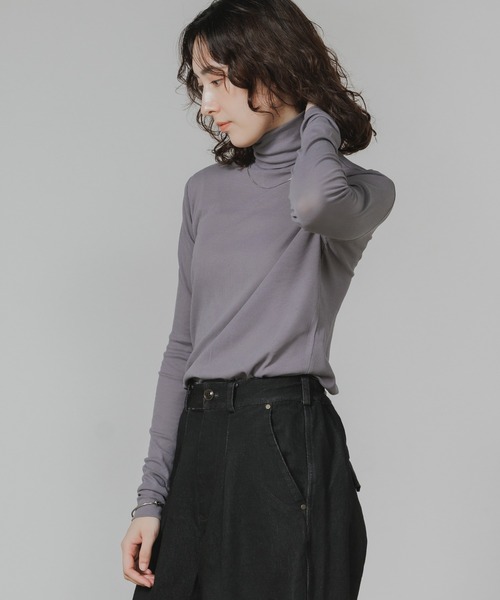 Garance et VioLette(ギャランスエトヴィオレット)の「Garance et VioLette/ギャランスエトヴィオレット テレコ編み エアリー タートル カットソー(Tシャツ/カットソー・レディース・グレー/モカ/グレー系・FREE)」の12枚目の写真