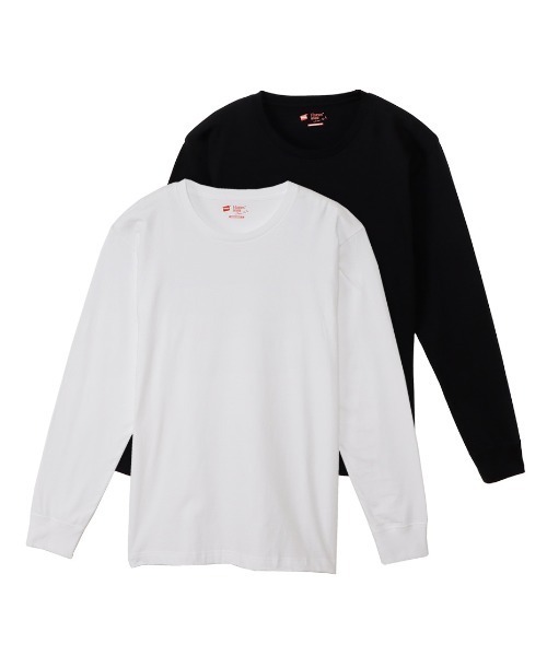 HANES(ヘインズ)の「【Hanes/ヘインズ】JAPAN FIT 2P クルーネックロングスリーブTシャツ H5440(Tシャツ/カットソー・レディース・マルチ・M/L/XL)」の1枚目の写真