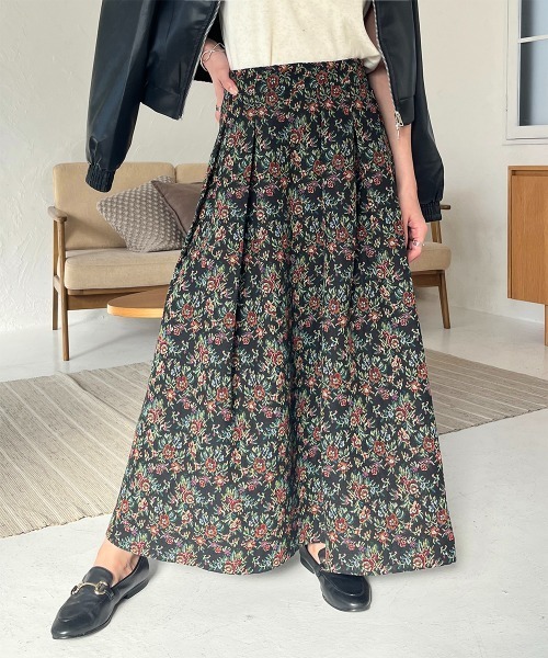 HeartE ゴブランフレアスカート セール】ゴブラン柄 タックフレアスカート（スカート）｜Rejoule