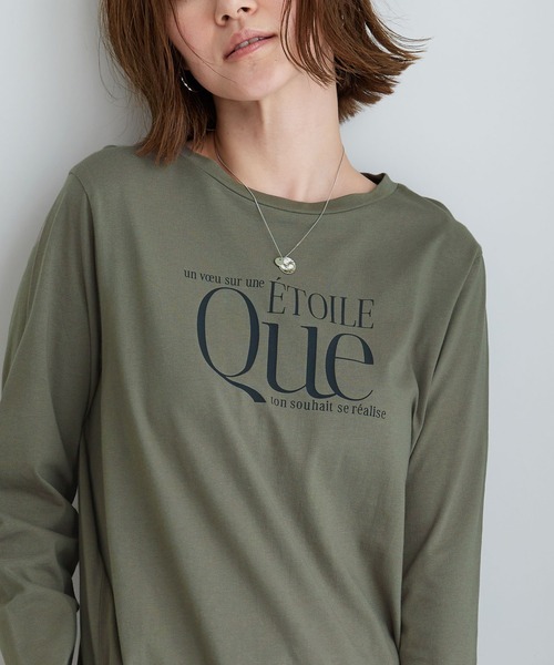 BELLUNA PLUS(ベルーナ)の「綿100%大人プリントプルオーバー(Tシャツ/カットソー・レディース・ホワイト系その他2/ブルーグレー/カーキ/ホワイト系その他/ホワイト系その他3/ブルー系その他・LARGE/MEDIUM/X-LARGE)」の1枚目の写真