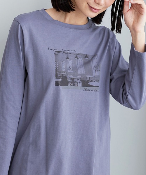 BELLUNA PLUS(ベルーナ)の「綿100%大人プリントプルオーバー(Tシャツ/カットソー・レディース・ホワイト系その他2/ブルーグレー/カーキ/ホワイト系その他/ホワイト系その他3/ブルー系その他・LARGE/MEDIUM/X-LARGE)」の5枚目の写真