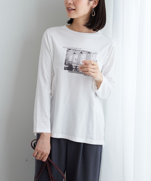 BELLUNA PLUS(ベルーナ)の「綿100%大人プリントプルオーバー(Tシャツ/カットソー・レディース・ホワイト系その他2/ブルーグレー/カーキ/ホワイト系その他/ホワイト系その他3/ブルー系その他・LARGE/MEDIUM/X-LARGE)」の9枚目の写真