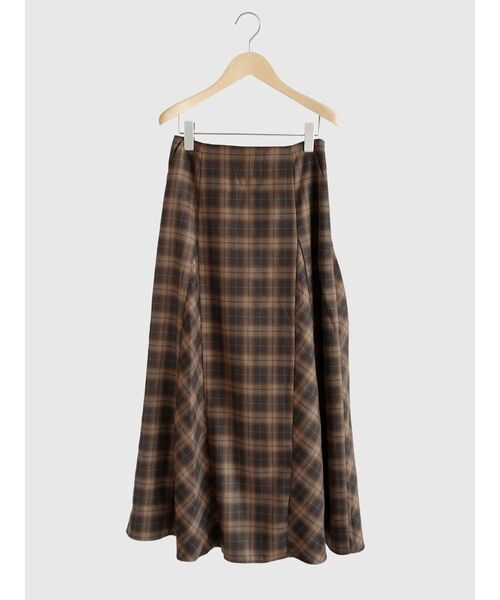 FIKA.(フィーカ)の「Plaid pattern panel flared skirt(スカート・レディース・エンジ/ブラウン・SMALL/MEDIUM)」の3枚目の写真