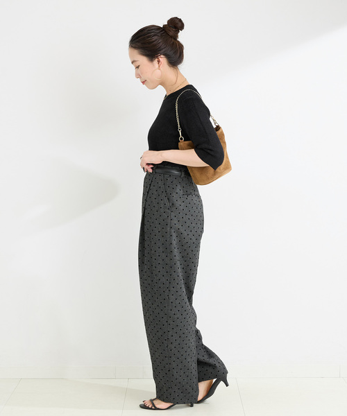 B.C STOCK（ベーセーストック）の「手洗い可 / ツイルドットフォルムパンツ（スラックス・レディース・チャコールグレー/ブラウン・SMALL/MEDIUM）」の4枚目の写真