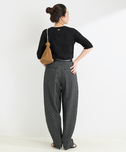 B.C STOCK（ベーセーストック）の「手洗い可 / ツイルドットフォルムパンツ（スラックス・レディース・チャコールグレー/ブラウン・SMALL/MEDIUM）」の5枚目の写真