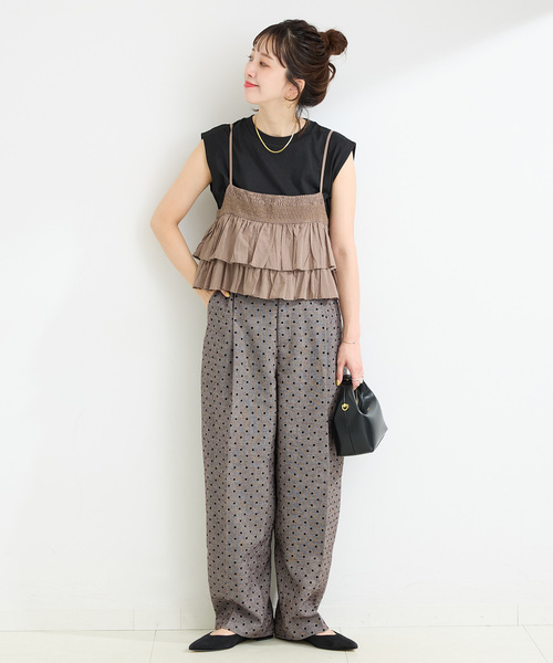 B.C STOCK（ベーセーストック）の「手洗い可 / ツイルドットフォルムパンツ（スラックス・レディース・チャコールグレー/ブラウン・SMALL/MEDIUM）」の10枚目の写真