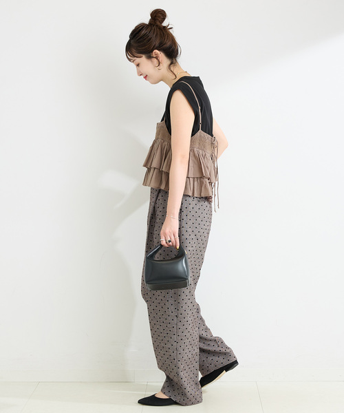 B.C STOCK（ベーセーストック）の「手洗い可 / ツイルドットフォルムパンツ（スラックス・レディース・チャコールグレー/ブラウン・SMALL/MEDIUM）」の11枚目の写真