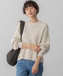 【洗える】スパンコールバルキー クロップド ニット