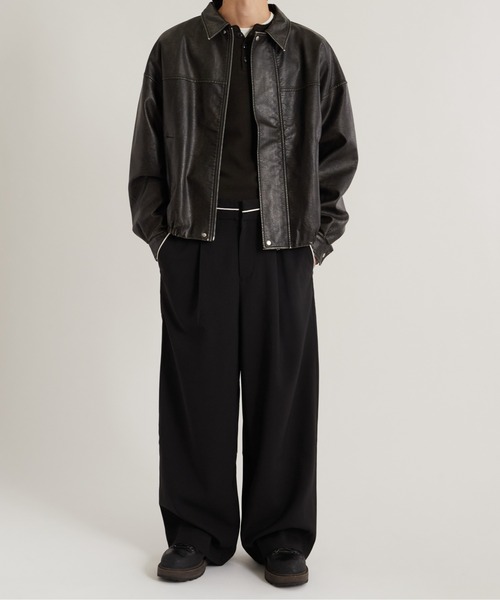 WHO'S WHO gallery(フーズフーギャラリー)の「パイピングワイドパンツ(その他パンツ・メンズ・チャコールグレー/ブラック/カーキ・マルチサイズ)」の5枚目の写真