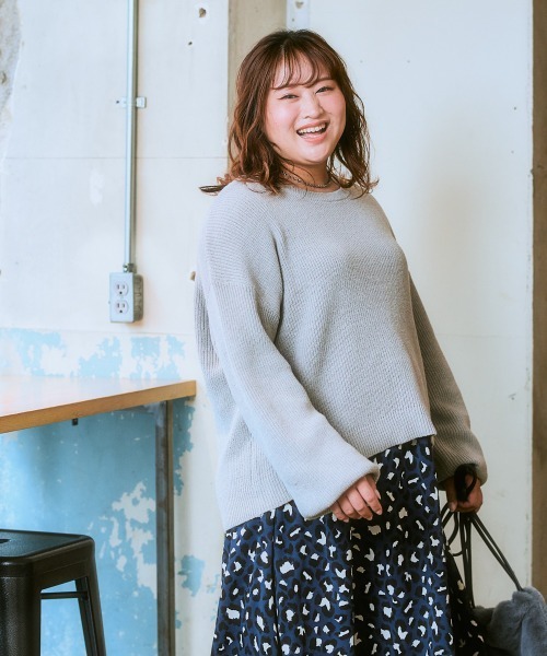 SMILE LAND（スマイルランド）の「＜大きいサイズ＞2点セット（あぜ編ニットプルオーバー＋インナーワンピース）（ワンピース・レディース・モーブ系/杢グレー/モカ/ブラック系・5L/4L/3L/LL/L）」の20枚目の写真