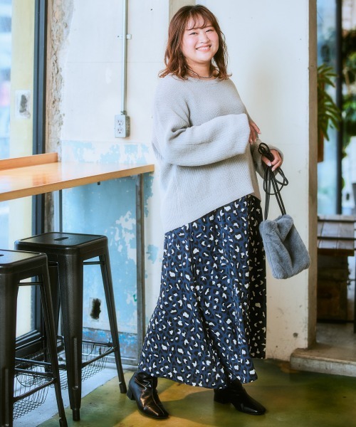 SMILE LAND（スマイルランド）の「＜大きいサイズ＞2点セット（あぜ編ニットプルオーバー＋インナーワンピース）（ワンピース・レディース・モーブ系/杢グレー/モカ/ブラック系・5L/4L/3L/LL/L）」の22枚目の写真