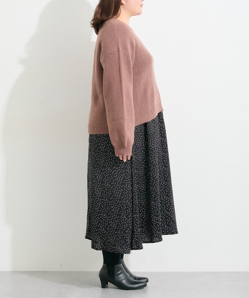 SMILE LAND（スマイルランド）の「＜大きいサイズ＞2点セット（あぜ編ニットプルオーバー＋インナーワンピース）（ワンピース・レディース・モーブ系/杢グレー/モカ/ブラック系・5L/4L/3L/LL/L）」の18枚目の写真