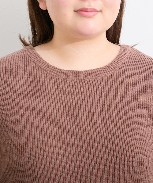 SMILE LAND（スマイルランド）の「＜大きいサイズ＞2点セット（あぜ編ニットプルオーバー＋インナーワンピース）（ワンピース・レディース・モーブ系/杢グレー/モカ/ブラック系・5L/4L/3L/LL/L）」の6枚目の写真