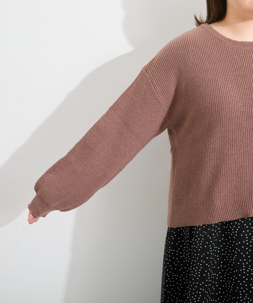 SMILE LAND（スマイルランド）の「＜大きいサイズ＞2点セット（あぜ編ニットプルオーバー＋インナーワンピース）（ワンピース・レディース・モーブ系/杢グレー/モカ/ブラック系・5L/4L/3L/LL/L）」の7枚目の写真