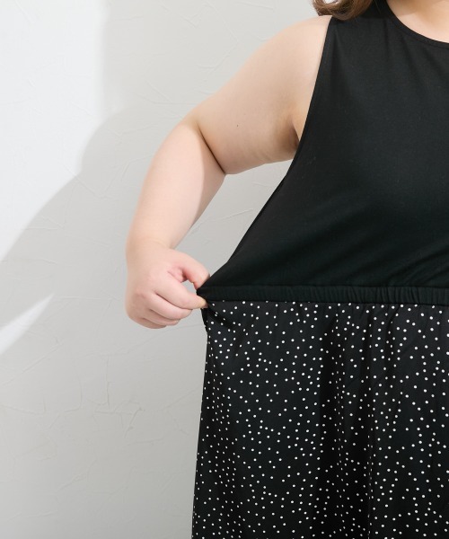 SMILE LAND（スマイルランド）の「＜大きいサイズ＞2点セット（あぜ編ニットプルオーバー＋インナーワンピース）（ワンピース・レディース・モーブ系/杢グレー/モカ/ブラック系・5L/4L/3L/LL/L）」の14枚目の写真