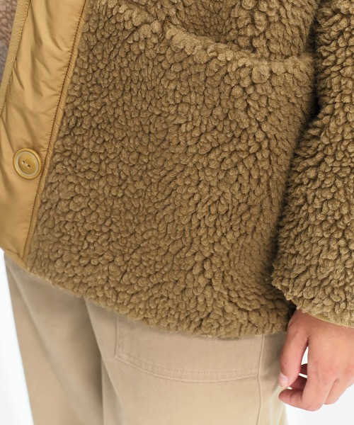 AIGLE（エーグル）の「撥水 リバーシブル キルティングボア シェルパジャケット（ブルゾン・レディース・カーキ/ダークネイビー・L/S/M/XS）」の7枚目の写真