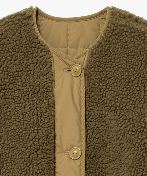 AIGLE（エーグル）の「撥水 リバーシブル キルティングボア シェルパジャケット（ブルゾン・レディース・カーキ/ダークネイビー・L/S/M/XS）」の19枚目の写真