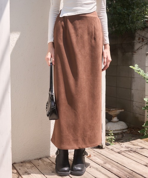 セール】スエードライクIラインタイトスカート/Suede-like I-line