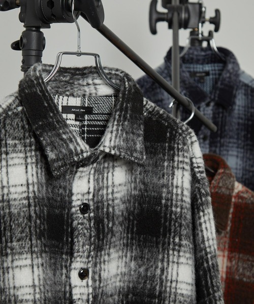 Alfred Alex（アルフレッドアレックス）の「【Alfred Alex】オンブレチェック オーバーサイズ シャギーCPOシャツジャケット（ブルゾン・メンズ・ブラック/ブラウン/ネイビー・M/L）」の5枚目の写真