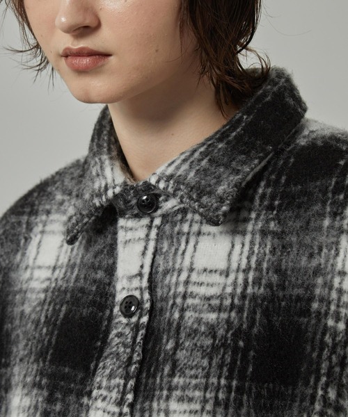 Alfred Alex（アルフレッドアレックス）の「【Alfred Alex】オンブレチェック オーバーサイズ シャギーCPOシャツジャケット（ブルゾン・メンズ・ブラック/ブラウン/ネイビー・M/L）」の18枚目の写真