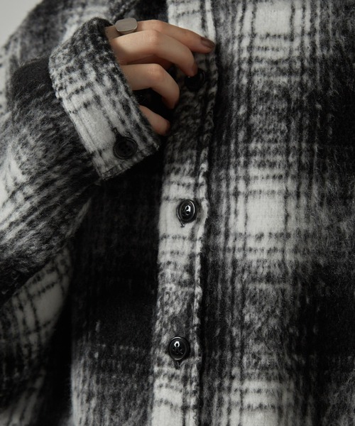 Alfred Alex（アルフレッドアレックス）の「【Alfred Alex】オンブレチェック オーバーサイズ シャギーCPOシャツジャケット（ブルゾン・メンズ・ブラック/ブラウン/ネイビー・M/L）」の20枚目の写真