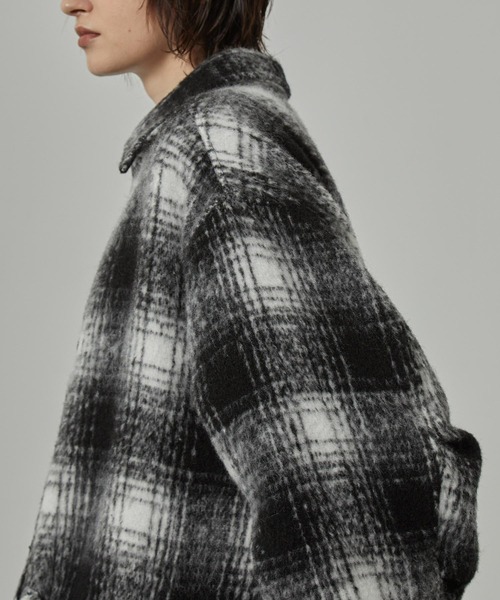 Alfred Alex（アルフレッドアレックス）の「【Alfred Alex】オンブレチェック オーバーサイズ シャギーCPOシャツジャケット（ブルゾン・メンズ・ブラック/ブラウン/ネイビー・M/L）」の21枚目の写真