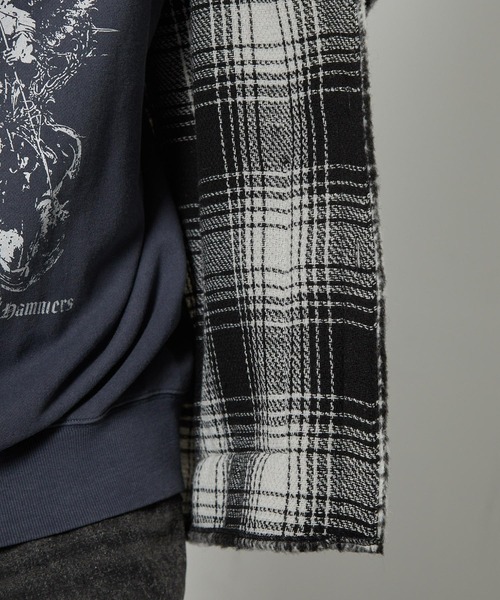 Alfred Alex（アルフレッドアレックス）の「【Alfred Alex】オンブレチェック オーバーサイズ シャギーCPOシャツジャケット（ブルゾン・メンズ・ブラック/ブラウン/ネイビー・M/L）」の22枚目の写真