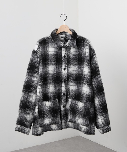 セール】【Alfred Alex】オンブレチェック オーバーサイズ シャギーCPO