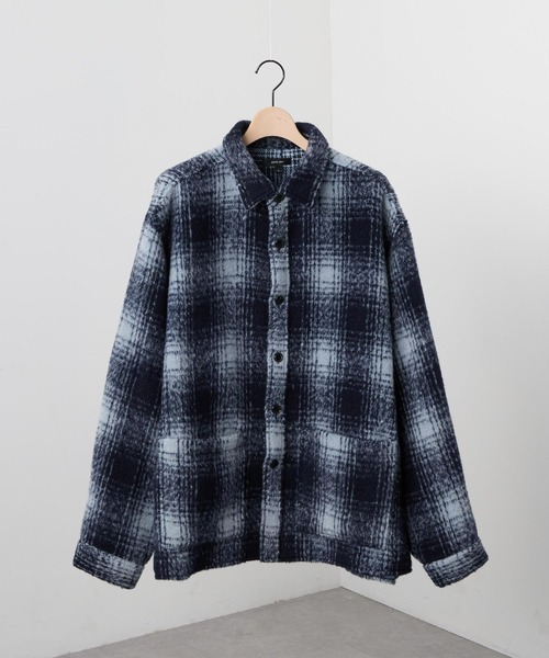 セール】【Alfred Alex】オンブレチェック オーバーサイズ シャギーCPO