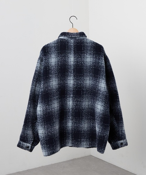 アルチビオARCHIVIO 新品★未使用チェック柄 ブルゾンサイズ48 セール】【Alfred Alex】オンブレチェック オーバーサイズ シャギーCPO