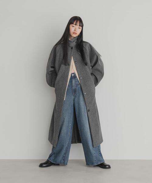 KBF（ケイビーエフ）の「ステンカラーコクーンロングコート（ステンカラーコート・レディース・チャコールグレー/ブラック/ブラウン・36/38）」の21枚目の写真