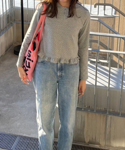 Flugge(フラッジー)の「ドットフリルトップス(Tシャツ/カットソー・レディース・グレー/ネイビー・FREE)」の11枚目の写真