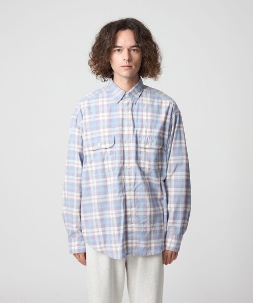 CITEN（シテン）の「＜CITEN＞ダブルポケットチェックシャツ（シャツ/ブラウス・メンズ・ライトブルー・M/S/L）」の7枚目の写真