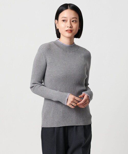 A DAY IN THE LIFE UNITED ARROWS(アデイインザライフユナイテッドアローズ)の「リブ バイカラー ハイネックニット ‐ウォッシャブル‐ <A DAY IN THE LIFE>(ニット/セーター・レディース・ライトグレー/ベージュ/ケリーグリーン/オフホワイト/ブラック・FREE)」の5枚目の写真