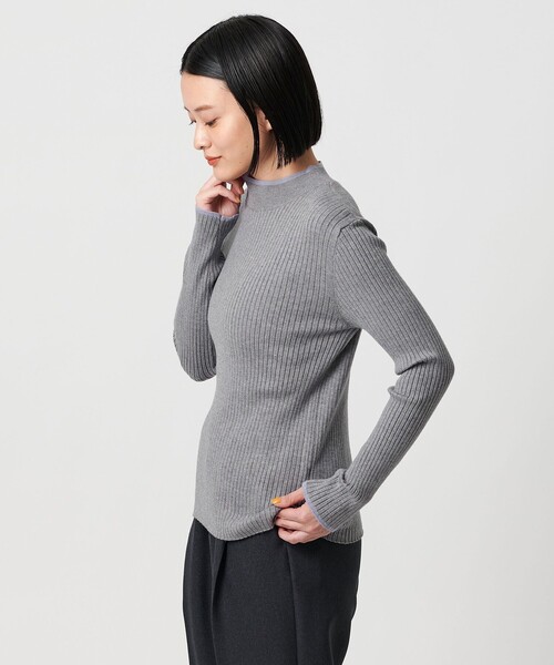 A DAY IN THE LIFE UNITED ARROWS(アデイインザライフユナイテッドアローズ)の「リブ バイカラー ハイネックニット ‐ウォッシャブル‐ <A DAY IN THE LIFE>(ニット/セーター・レディース・ライトグレー/ベージュ/ケリーグリーン/オフホワイト/ブラック・FREE)」の6枚目の写真