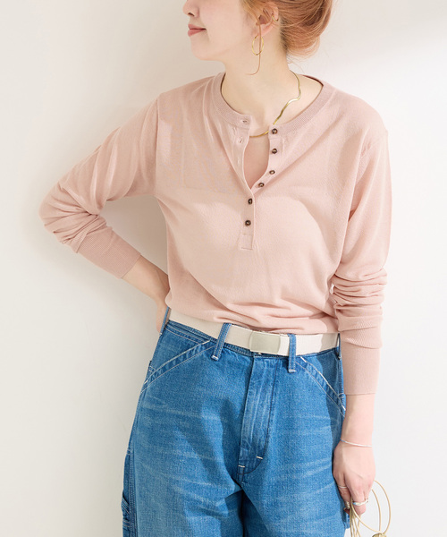 B.C STOCK(ベーセーストック)の「《追加》【WEB限定】手洗い可 / シアーニットヘンリープルオーバー(ニット/セーター・レディース・ブラウン/ピンク/ブラック・FREE)」の1枚目の写真