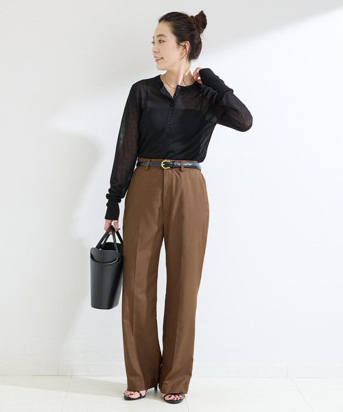 B.C STOCK(ベーセーストック)の「《追加》【WEB限定】手洗い可 / シアーニットヘンリープルオーバー(ニット/セーター・レディース・ブラウン/ピンク/ブラック・FREE)」の11枚目の写真