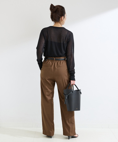 B.C STOCK(ベーセーストック)の「《追加》【WEB限定】手洗い可 / シアーニットヘンリープルオーバー(ニット/セーター・レディース・ブラウン/ピンク/ブラック・FREE)」の13枚目の写真