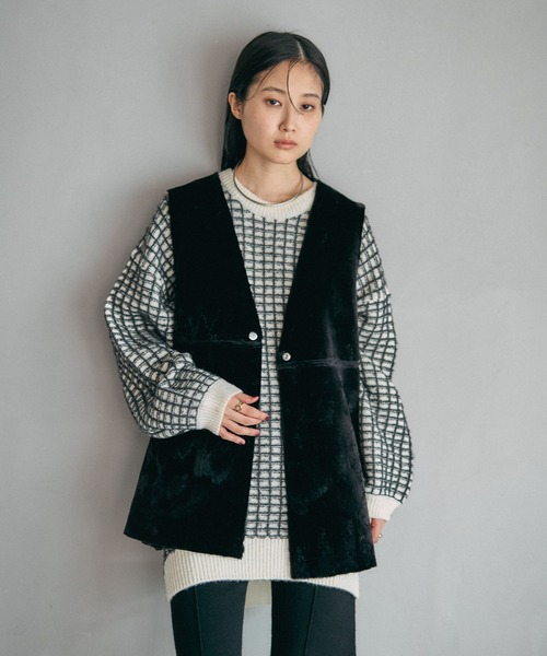 リバーシブルボアフェイクレザーベスト 598317（ベスト）｜LEPSIM