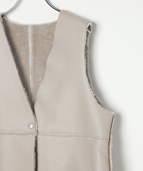リバーシブルボアフェイクレザーベスト 598317（ベスト）｜LEPSIM